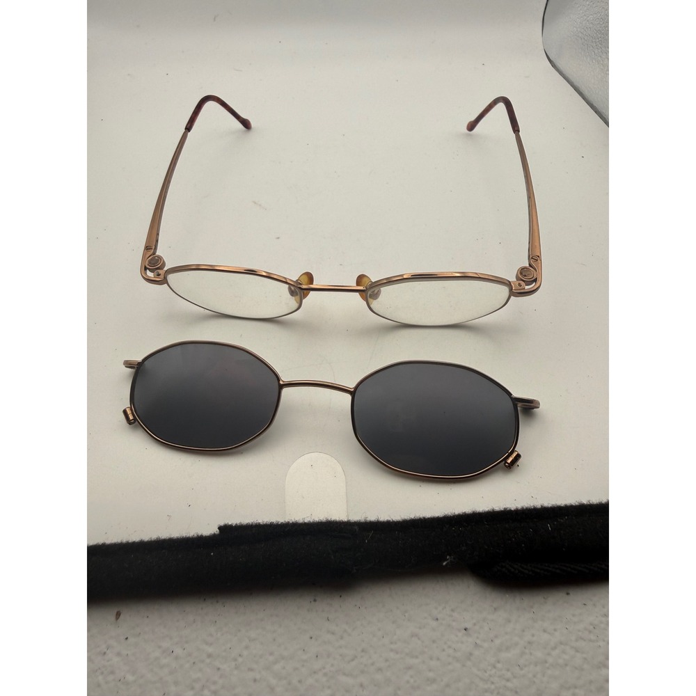 Vintage Oval Flip Up Sunglasses Metal Frame Bronze Tinted Lenses Retro 90s Style
